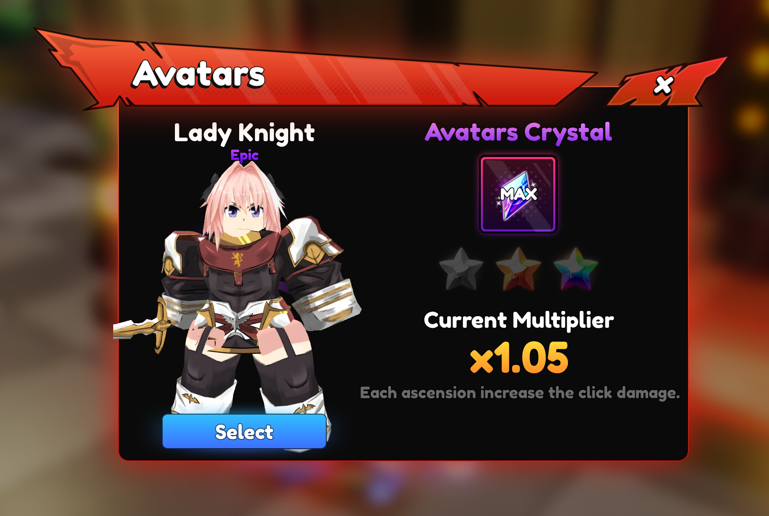 Official Discord FAQ screenshot of the avatar crystal panel showing a current multiplier and ascension note.